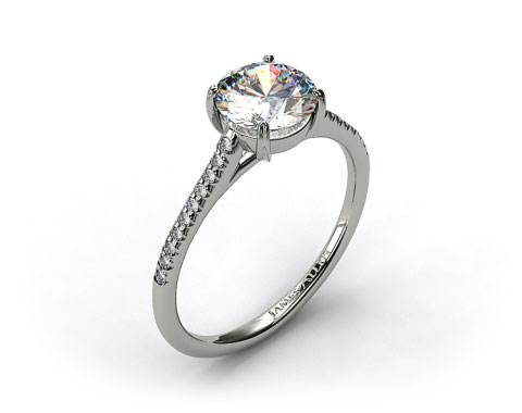 Platinum Pave Cathedral Claw Prong Engagement Ring
